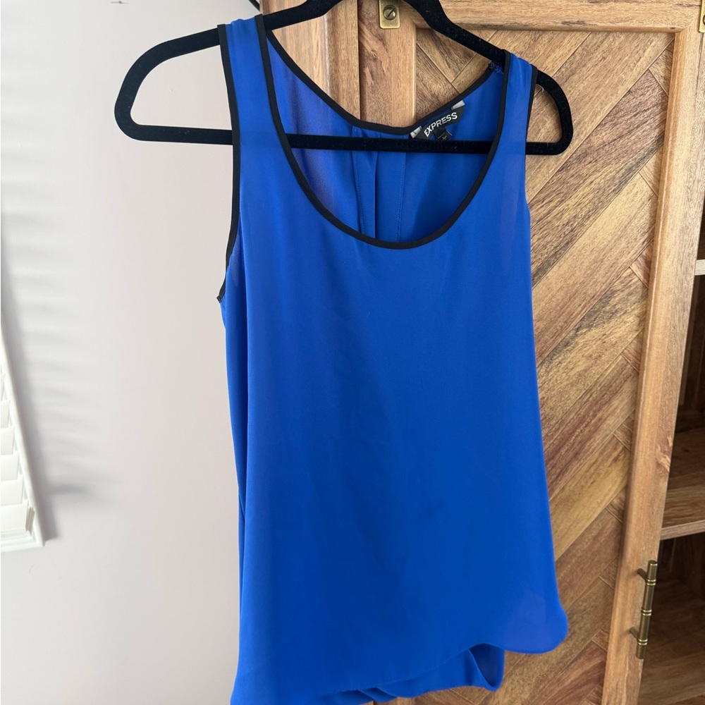 Express Royal Blue Scoop Neck Tank with Black Trim